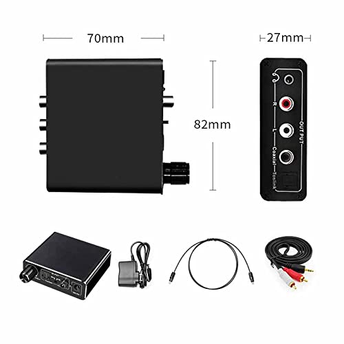 RSGK Convertitore Audio Digitale Coassiale Ottico, Supporta Frequenza di Campionamento 32kHz-192kHz, Multi-interfaccia Ottica Coassiale 3.5 Lotus, Decodifica Audio AC3, Regolazione del Volume