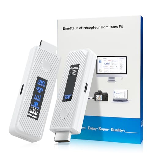 Moman Transmetteur HDMI sans Fil Transmission Stable sur 196FT Wireless HDMI Emetteur Recepteur avec écran LED Plug & Play Transmetteur from Laptop/PC/Camera...