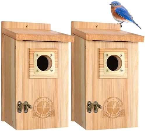 2 Pack Bird Houses for Outside Clearance with Copper Guard, Cedar...