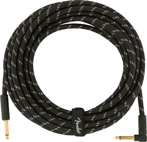 Image of Fender Deluxe 25' Angled Instrument Cable - Black Tweed