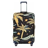 NLCUUIQ Ocean Palm Tree Star Pattern Travel Luggage Cover Fashion Stretch Suitcase Protector Washable Dust Proof Suitcase Cover Anti-Scratch Elastic Travel Baggage Covers Fits 25-28 Inch Luggage