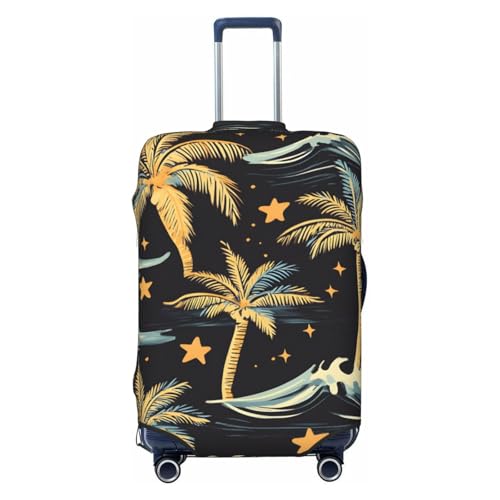 NLCUUIQ Ocean Palm Tree Star Pattern Travel Luggage Cover Fashion Stretch Suitcase Protector Washable Dust Proof Suitcase Cover Anti-Scratch Elastic Travel Baggage Covers Fits 25-28 Inch Luggage