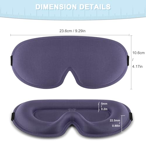 Image of Tobfit Blackout Sleep Mask for Women Men Zero Eye Pressure Eye Mask, Lycra Fabric 3D Ergonomic Design Eye Movement and Eyelash Friendly, Ultra Comfortable Blindfold for Sleeping Blue-Gray