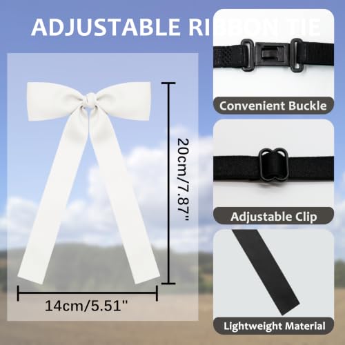 Image of LJBFNN Western Ties for Men Women, Black Clip on Ribbon Bow Tie, Pre-Tied Colonel String Tie for Party Shirt Uniform Wedding