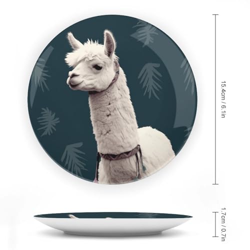 Plato Decorativo Alpaca Llama de Porcelana Bone China 6 pulg miniatura 2
