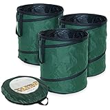 [page_title]-Navaris 3X Pop-Up Laubsack 160l - 55x65cm - selbstaufstellend faltbar selbststehend - aus robustem Polyester Oxford 600D - Gartensack Gartenabfallsack