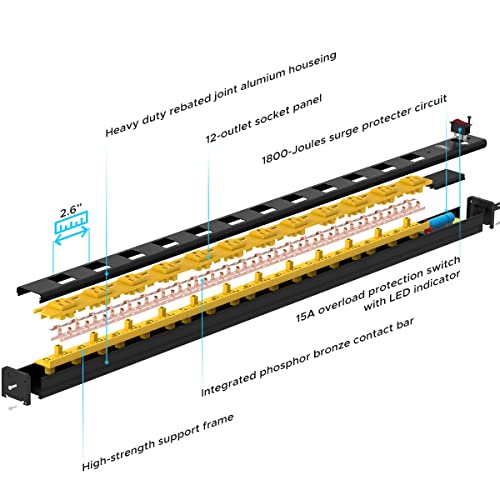 Crst Heavy Duty Surge Protector Power Strip Wide Spaced 12-Outlet 15 Feet Long Extension Cord With Mounting Brackets 15A Circuit Breaker 1800 Joules… #TOP4