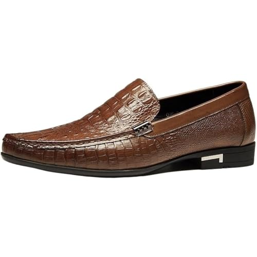 Slip-On Men's Dress Shoes, Brogue Casual Loafers, Business Formal Footwear, Leather with Comfortable Insole