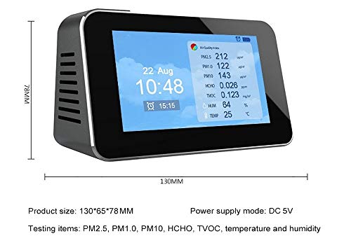 Air Quality Monitor with Wi-Fi, Formaldehyde Detector, Temperature & Humidity Meter, Pollution Tester, Sensor; Detect PM2.5/PM10/PM1.0 Micron Dust, Test Indoor TVOC Volatile Organic Compound Gas - Thumbnail 2