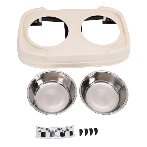 Gamelles Surélevées pour Chat et Chien, Support Vintage Pliable avec 2 Bols Inox - 7