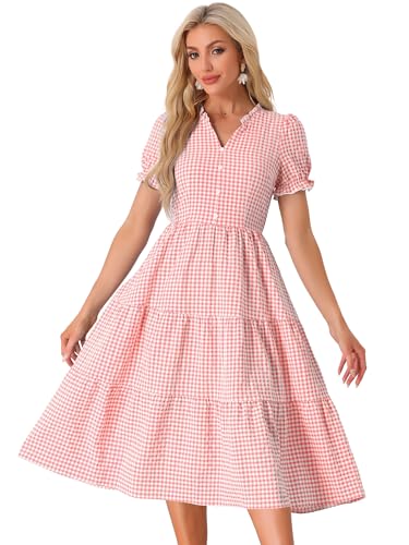 Allegra K Women's Gingham Dress for Dresses Summer Decoration wit...