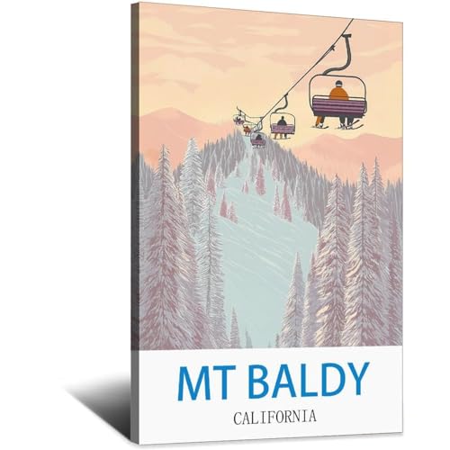 Poster de voyage Mt Baldy California LNBIAND affiche vintage de décoration murale 50x75 cm