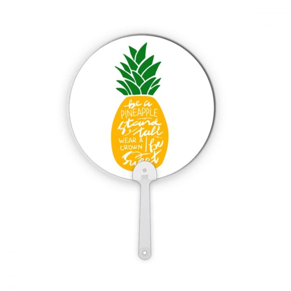 Éventail décoratif PineFruit en plastique jaune avec citation inspirante ronde