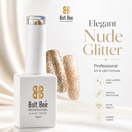 Image of Bolt Bee Gel Nail Polish with Glossy Finish | Gel Paint Soak Off UV Led Non-Smudging,Long-Lasting Nail paint | Highly Pigmented Gloss Touch Polish For Home Manicure & Salon | Gift Set for Women-15ml