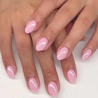 32 Stück zartrosa,Kurze,Ovale Künstliche Fingernägel zum Aufkleben mit Einfarbigem Design,Wiederverwendbar,Vollständige Abdeckung Klebenägel