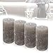 Produktbild Candelo 4er Set Kerzen Ambiente Rustic Stumpenkerzen - Grau - große Rustik Kerze 12cm - lange Brenndauer ca. 54 Stunden Weihnachtskerzen Adventskranz