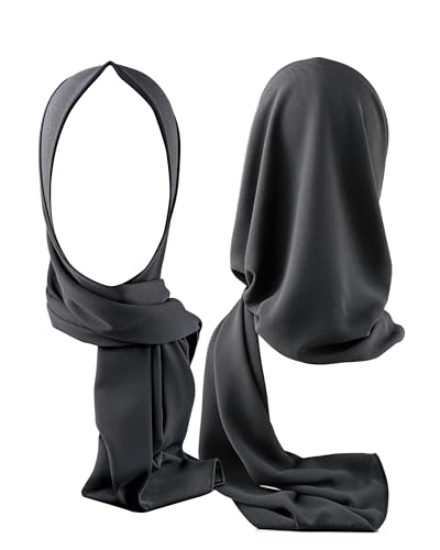 Double Layered Opaque Chiffon Hijab Head Scarf (06 Kohl Grey)