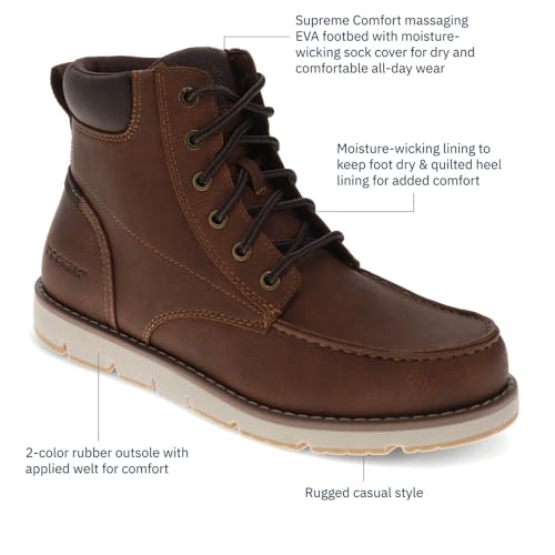 Image of DOCKERS Mens Davis Rugged Casual Tumbled Leather Moc-Toe Boots