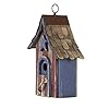 Glitzhome Wooden Patriotic USA Garden Bird House with Door Handle 11.75 Inch Height