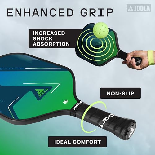 Image of JOOLA Stratos 10 Pickleball Paddle - 10mm Fiberglass Surface Pickleball Paddle w /Honeycomb Core - USAPA Approved Pickleball Paddle - Black Ridge Grip Handle - Beginner Friendly Pickle Ball Paddle