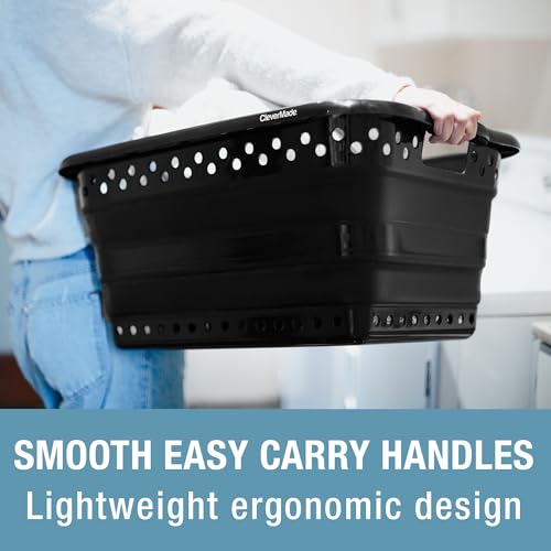 CleverMade Collapsible Laundry Basket, 39L/9 Gallon, Foldable Storage Container, Black - Image 4