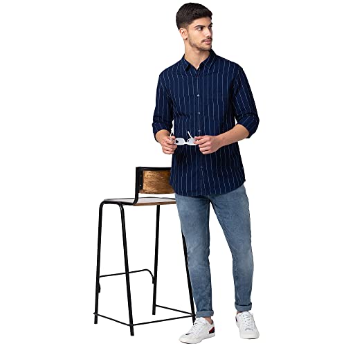 Image of Spykar Men's Cotton Blend Full Sleeves Slim Fit Shirt