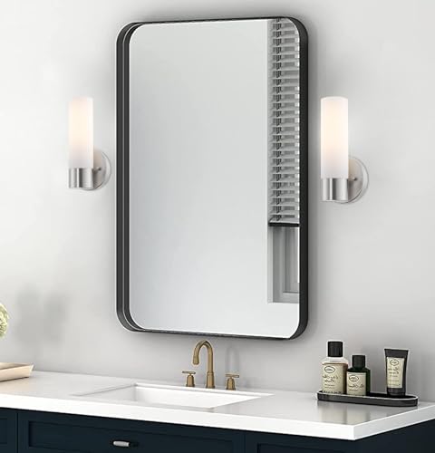 Kira Home Sol 10" Set of 2 Modern Wall Sconce with Frosted Cylinder Glass Shade, Linear Silver Wall Light, Brushed Nickel Finish by Kira Home - Used condition - Image 3