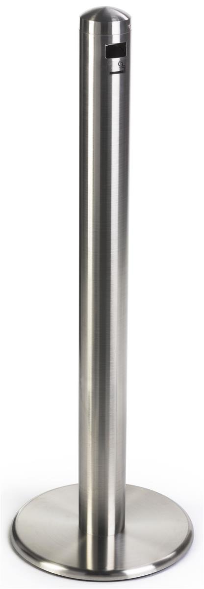 Displays2go Cigarette Receptacle, Iron, Stainless Steel Construction – Silver Finish (SMOKFLSV)