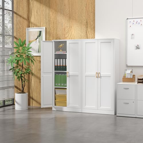 Image of Steeloong 60 inchMetal Pantry Storage Cabinet with Doors & 3 Adjustable Shelves