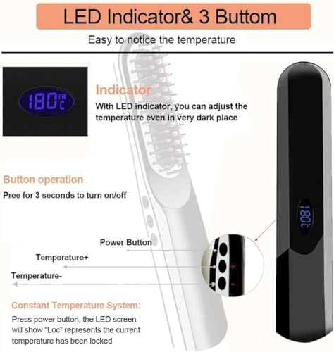 Plancha para Barba y Cabello USB para Hombres y Mujeres, Peine Calentador Eléctrico con Tecnología Ionizante Negativa, Cepillo Alisador miniatura 6