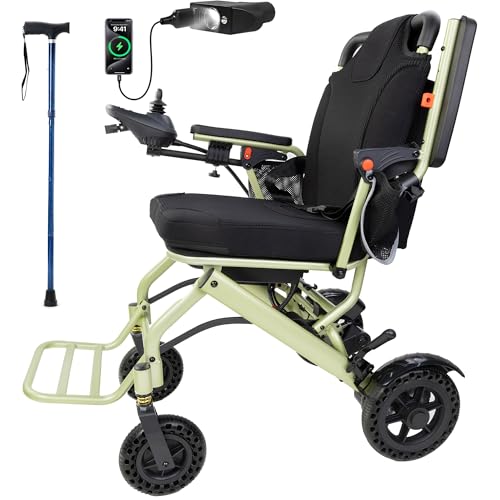 36LB Electric Wheelchair for Adults,15 Miles Long Travel Seniors Electric Wheelchairs 3S Foldable Lightweight Power Wheelchair for All Terrain Aviation Standard Approved (Apple Green)