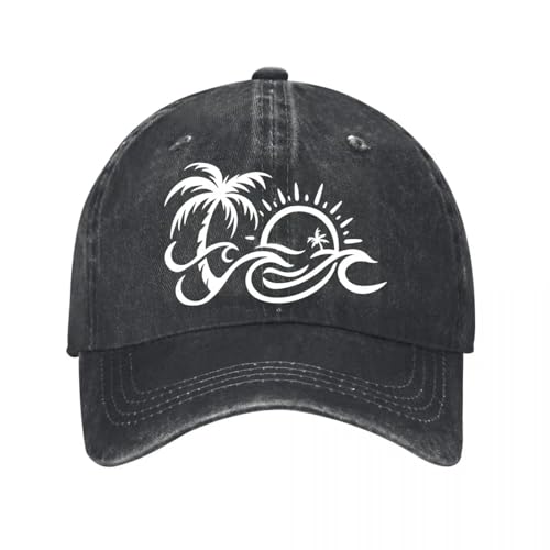 Casquette de baseball en daim lavé motif tropical Palm Wave pour homme et femme