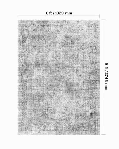 Tapis salon grand format style bohème chic gris doux - 3