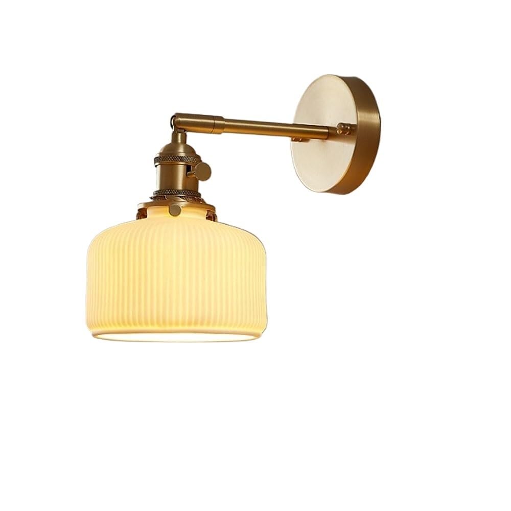 HPTHLY Vintage White Ceramics Wall Lights Nordic Brass Bedside Reading Wall Lamp With Switch Indoor Hardwired Wall Sconce Fixture
