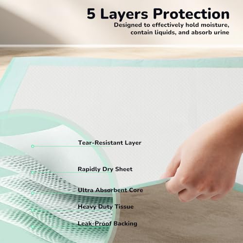Image of Puppy Pee Pads 100PCS Disposable Pet Toilet Training Pads 18 inch x 13 inch for Dogs, Ultra Absorbent|Quick Dry|Leak-Proof Pet Potty Pads for Dog, Cat, Rabbits and Guinea Pigs (Green)