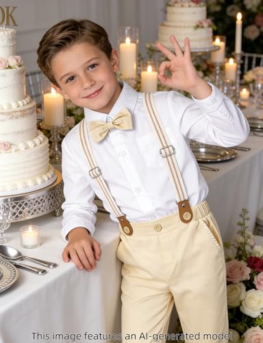 Image of A&J DESIGN Toddler Boys Formal Clothes Suspender Outfit Dress Suit 12M - 6Y