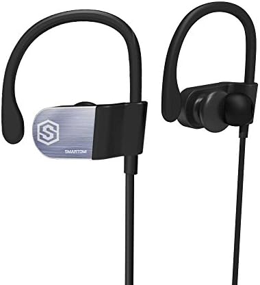 SOUL WIT Bluetooth 4.1 Sports Headphones Wireless in Ear Earphones IPX4 Waterproof Sweatproof Running Earbuds Stainless Steel Silicone Ear Hooks Compatible with iOS and Android for Gym Workout
