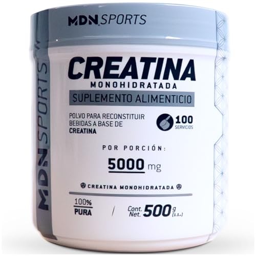 Proteínas, MDN, Creatina Monohidratada, 500g sin sabor 100 servicios.