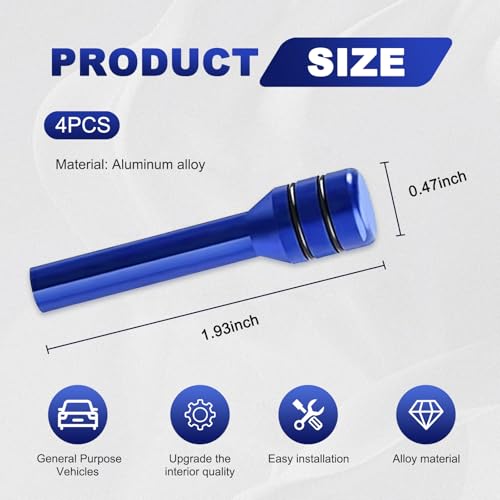 Sumjig 4 PCS Car Interior Door Safety Lock Knob Pull Pin, 0.47\" x 1.93\" Metal Texture Personalized Decorative Door Latch Knob, Modified Replacement Accessories, Suitable for Most Cars SUVs (Blue) - Thumbnail 2