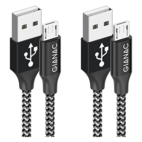 Micro USB Cable 2Pack 1M, GIANAC Android Charger Cable Fast Charging Cable Nylon Braided Lead for Samsung Galaxy S7 Edge S6 S5 J7 J6 J5 J3 Note 5 A6 A10, Huawei Y7 Y6, Kindle, Xbox, PS4 Cover