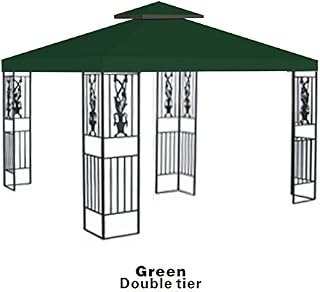 Replacement 10'X10'Gazebo Canopy top Patio Pavilion Cover Sunshade plyester Double Tiers-Green