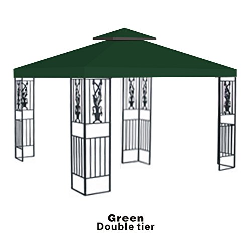 Replacement 10'X10'Gazebo Canopy top Patio Pavilion Cover Sunshade plyester Double Tiers-Green