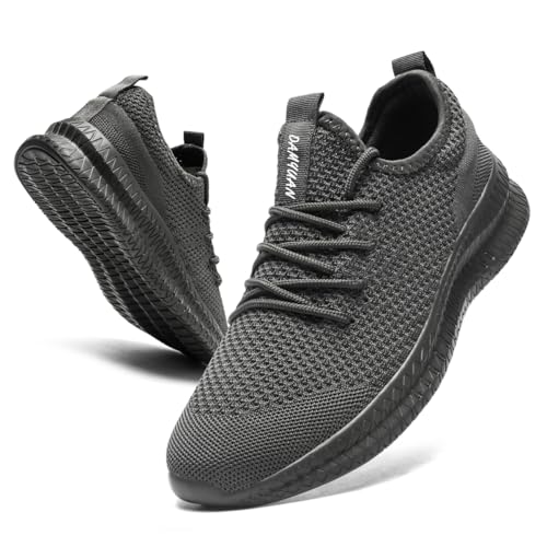 GLYGML Men's Walking Running Shoes Slip On Sneakers Non Slip Athletic Sports Tennis Fitness Casual Workout Gym Shoes Lightweight Trainers Fashion Soft Comfortable Shoe Dark Gray Size US 12.5