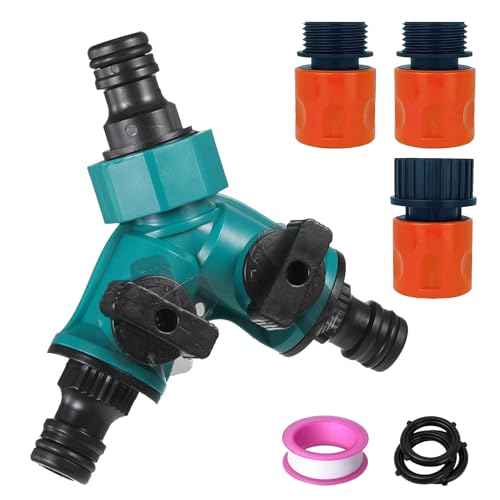 Raheem 2 Way Garden Hose S-plitter Y Water Tap Splitter with Individual ON-Off Valve Hose P-ipe Connector Water P-ipe Connectors P-i-pe Adapter Y-Splitter for Connecting Water Pipe Garden Hose fitting