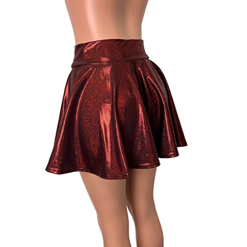 Dark Red Burgundy Sparkle Skater Mini Skirt - Made in USA - Festival Rave Skirt - Christmas, Autumn, Fall4