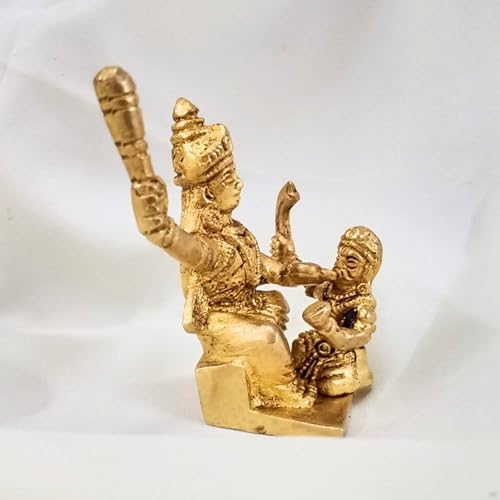 Figura de Diosa Hindú Maa Baglamukhi de Latón 3 pulgadas miniatura 5