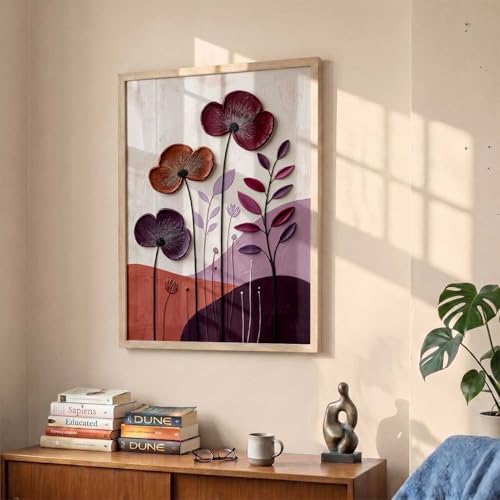 Image of kotart Aesthetic flower Art Home Decoration Painting | Floral Paintings With Frame For Living Room Bed Room Hotel Wall Decor Digital Reprint (14X20 inch)