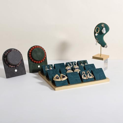 GemeShou Golden coated earring display stand for selling, velvet stud earring holder for jewelry display, Jewlery earring storage organizer tray, studs holder jewelry organizer【Earring holder-Blue】 by GemeShou - Used condition - Image 5