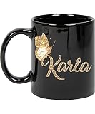Maynard Ruiz Coffee Mug Personalized Karla Name Customized Mug with Name Gold Butterfly Text Mug Gift for Women, Her, Girl 11oz Black Mug 344973 -  Printverse