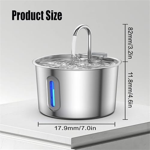 Fuente de agua para gatos acero inoxidable 2.2L miniatura 7